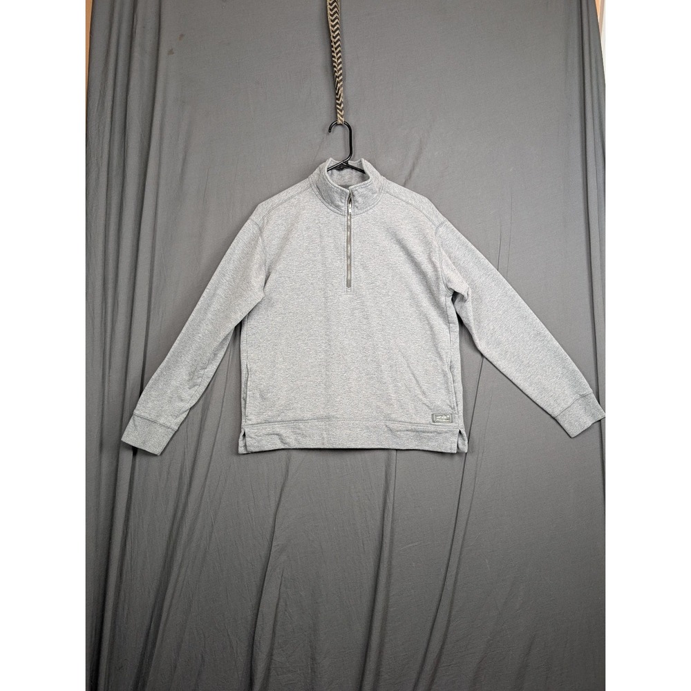Eddie Bauer Mock Neck 3/4 Zip Pullover Sweater Women's Medium Gray